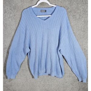 Vintage Talbots Sweater Mens Size XL Blue‎ V-Neck Pullover Preppy Grandpacore